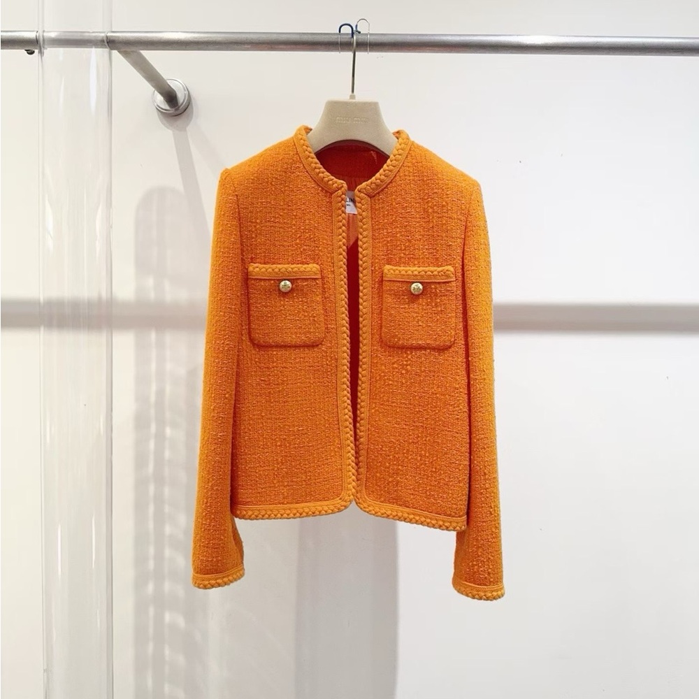 🚩steal authentic Celine Vibrant Orange Tweed Blazer